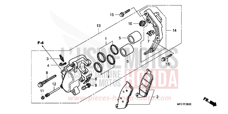 FRONT BRAKE CALIPER (VT750C2/C2F/C2B) for Shadow Aero GRAPHITE BLACK (NHB01A) from 2008